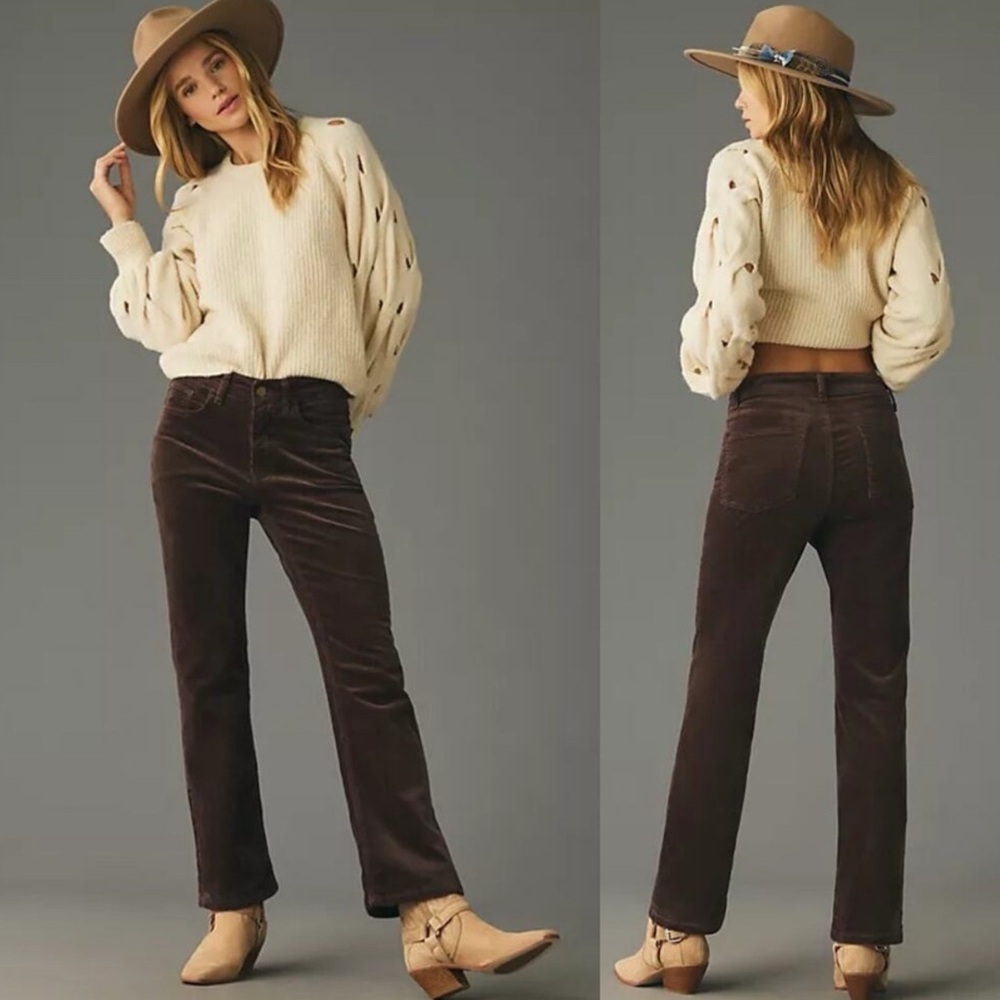 ANTHRO PILCRO The Yaya Mid Rise Corduroy Wide Leg Jeans
